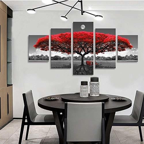 Imagen 6 de 7 de Lienzo Decorativo Para Pared, Diseño De Árbol Rojo, Con Lun