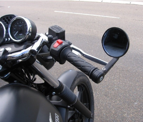 1 Solo Espejo Cafe Bobber Sportbike Redondo Agarre Aluminio
