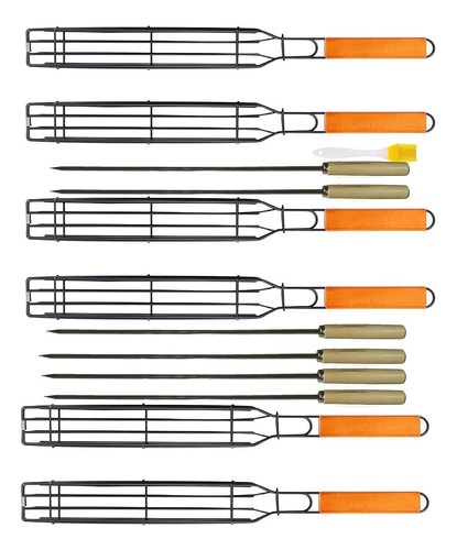 Kabob - Juego De 6 Y 6 Pinchos De Barbacoa, Utensilios De Ba