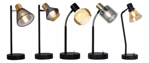 Pack X 2 Luminaria De Mesa Velador Ideal Mesa De Luz Portalampara Negro Con 2 Vidrios Blanco Y Ambar Estilo Industrial Brazo Flexible Con Lampara Led Luz Calida