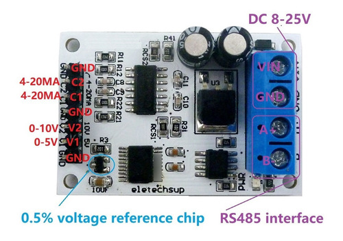 Modulo 4-20ma 0-10v 0-5v A Rs485 Modbus Rtu Plc