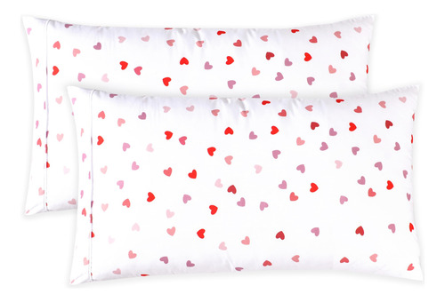 Juego De 2 Fundas De Almohada Ultra Suaves Estampado Corazon