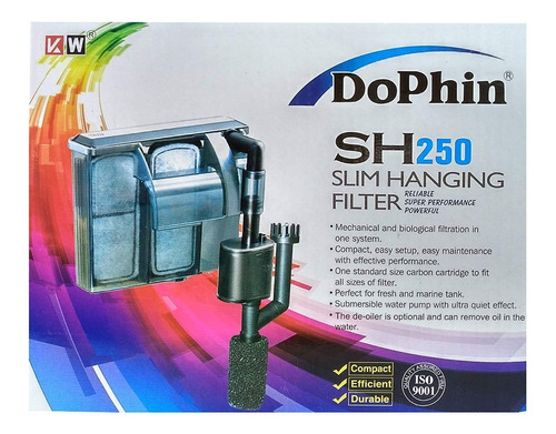 Filtro D Mochila Acuario Dophin Sh250 Caudal 250 Litros/hora