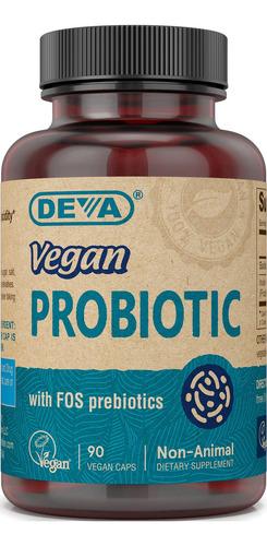 Suplemento probiótico vegano Deva de 2 mil millones de CFU con prebiótico