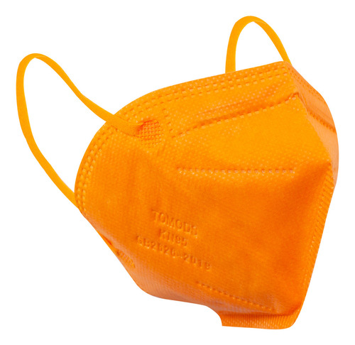 10 Cubrebocas Kn95 para Adulto. Certificado con 4 Capas de Protección. Mascarilla fabricada en Polipropileno, Algodón y Elástico, Desechables. Color Naranja