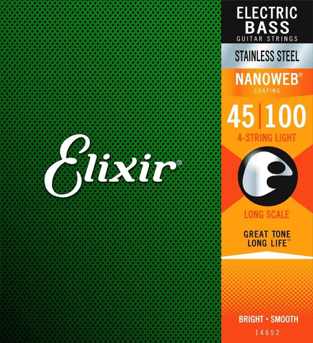 Encordoamento Baixo  Elixir 14652 Nanoweb 045-100 Light