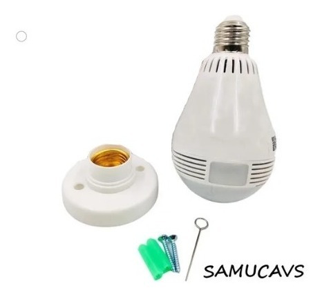 Imagem 2 de 5 de Camera Ip Seguraca Lampada Vr 360 Panoramica C/visão Noturna