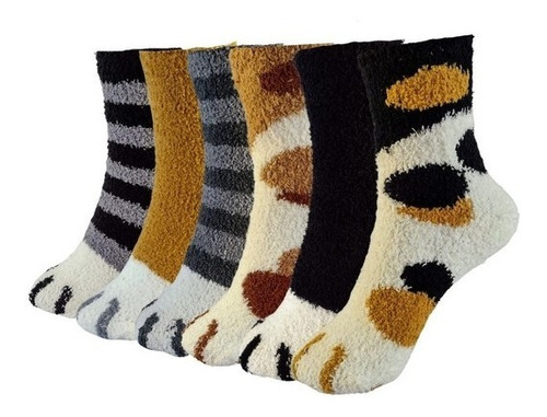 Calcetas Térmicas Invierno Patita De Gato 6 Pares 40 Cm Uni