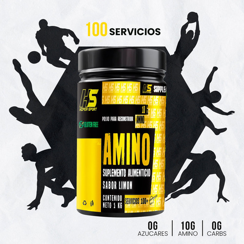 Aminoácidos En Polvo Hiper Sport 1 Kg 100 Servis Sabores Hs