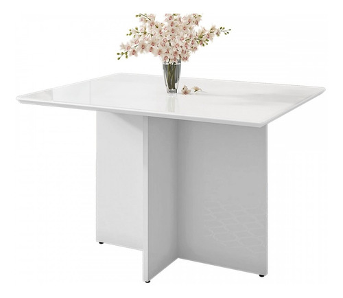 Mesa De Madeira Lisboa Com Tampo De Vidro Branco 050517 -