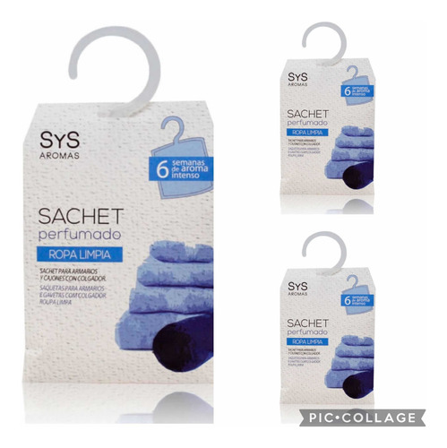 Pack 3 Sachet Perfumado Ambientador Closet Y Cajones, Sys Aromas disponibles Ropa limpia