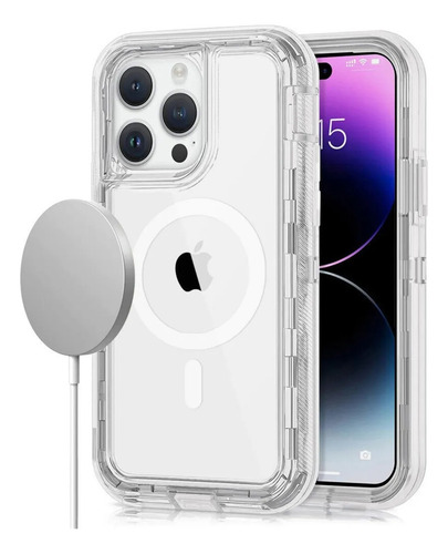 Funda Para Iphone Con Magsafe 360 Uso Rudo 3 En 1 Protector Transparente Iphone 13