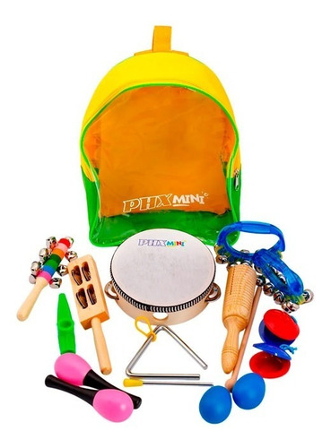 Kit Bandinha Infantil Phx 10 Instrumentos Com Mochila