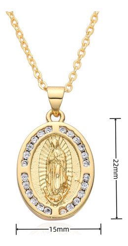 Q Collar Con Colgante La Virgen María Chapado Para Oro,