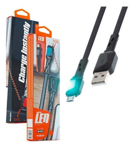 Cable De Datos Carga Micro Usb Con Luz Led Lightface Moxom