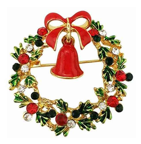 Xgala Esmalte Campana Wreath Navidad Broche