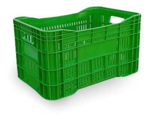 Caixa Agrícola Plástica Verde Limão 31x36x55 Pack 3 Unidades