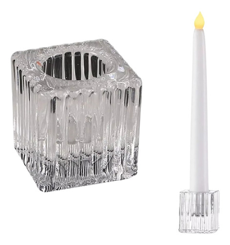 Kit 12 Castiçal Porta Velas De Vidro Quadrado Atacado
