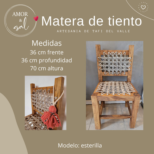 Silla Matera De Tiento Tipo Esterilla