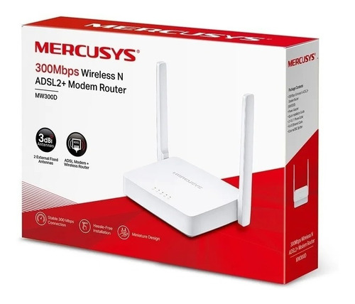 Imagen 3 de 4 de Modem Router Wifi Adsl2+ 300mbps Mercusys Mw300d 12m Gntia