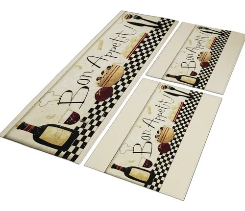 comprar Tapete Passadeira Bon Appetit 120x40 + 2 Capachos 60x40 Cm