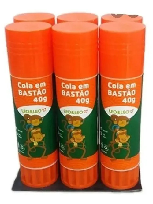 Cola Bastão Leo&Leo 40 g Kit 6 Unidades Lavável Não Tóxica