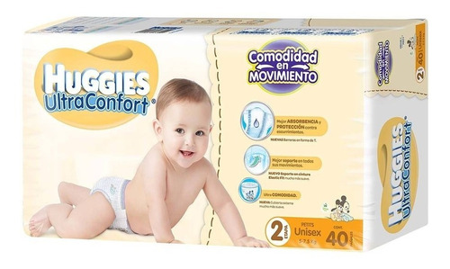 Pañales Huggies Ultraconfort Etapa 2 Unisex 40 Pzas