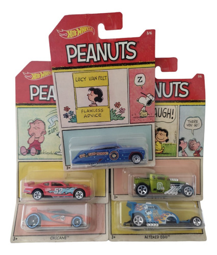 5 Carros Peanuts Charlie Brown Snoopy Hot Wheels 