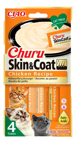 Churu Skin & Coat Snack Húmedo Para Gatos Pollox 4un