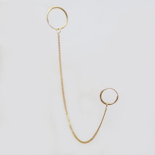 Amor Eterno - Doble Arracada Cadena Larga Piercing / Oro 10k