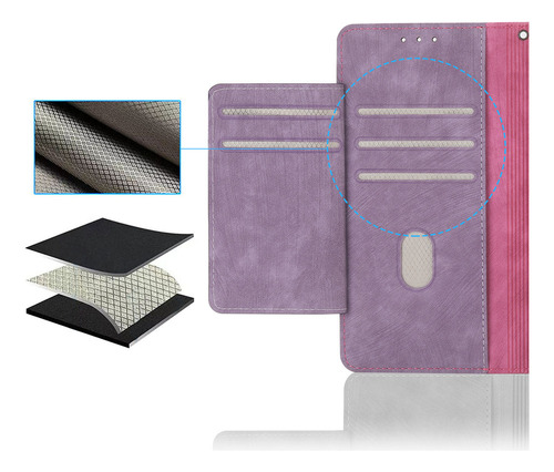 Tarjetero Con Cremallera, Funda De Cuero Tipo Cartera Para
