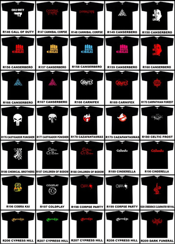 Combo 4 Camisetas Catalogo 001 Rock Anime Juegos Tv Urbanoz