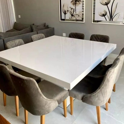 Imagen 1 de 10 de Mesa Laqueada Brillante Comedor 12/14 Persona 260x120 Blanca