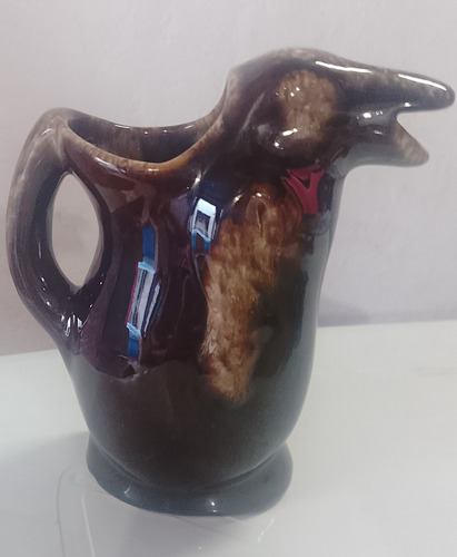 Antigua Jarra Pingüino De Ceramica Marrón Oscuro (Usado)
