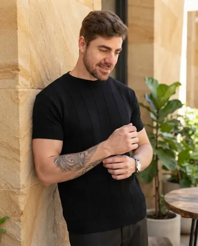 Camiseta Masculina Tricô Modal Premium Canelada Macia Social