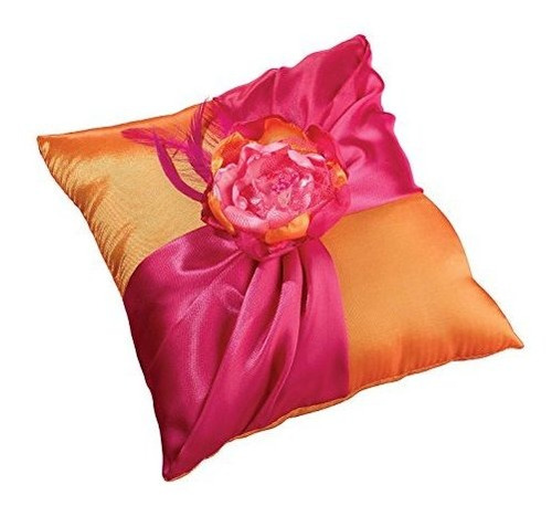 Almohada Naranja Para Anillos De Boda, Color Rosa Fuert...