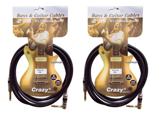 2 Cables Guitarra Bajo Calidad Studio Chapado En Oro 3 Mts