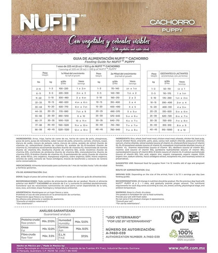 Imagen 5 de 5 de Alimento Croquetas Para Perro Cachorro Nufit By Nupec 4 Kg