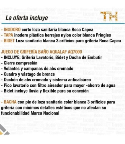 Juego De Baño Combo De Sanitarios Roca Capea Griferia Oferta