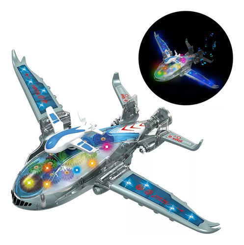 Avión Con Engranes Luces Movimiento Sonido Juguete 6 De Ener