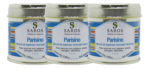 Pack 3 Blend De Especias Saros Parisino X 25 Grs
