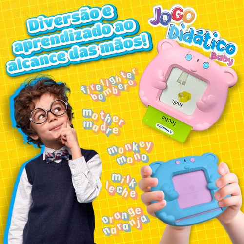 Brinquedo de Aprendizado Interativo Infantil com Cartões Educativos Tradutor Bilíngue em Português Inglês Ideal para Desenvolver Linguagem e Habilidades Cognitivas