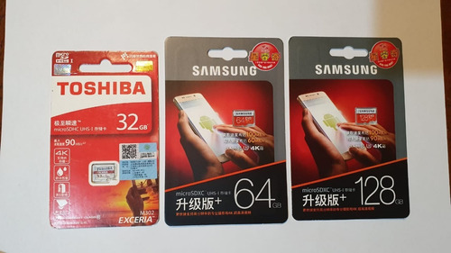 Pack 3 Memorias Clase 10 U3 Toshiba 32gb-samsung 64gb-128gb