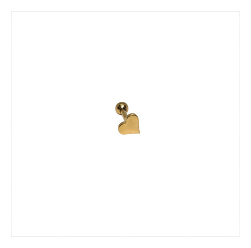 Piercing Trágus Flet Helix Cartilagem Titânio Coração Dourad Cor Dourado
