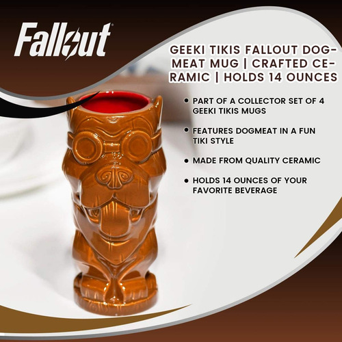 Caneca Geeki Tikis Fallout Dogmeat 414ml, Colecionável Ofici