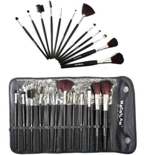 Kit 12 Pincéis Pincel Macrilan Maquiagem + Necessaire Bolsa Cor Coloridos