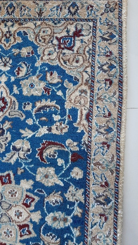 Tapete Persa Nain 70x1,30m Lã Quarto Azul