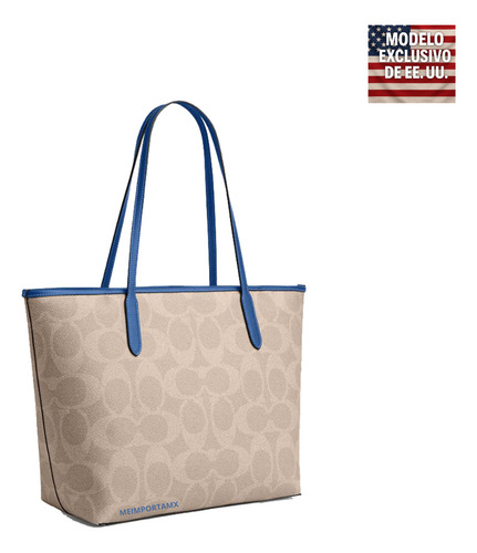 Bolsa Coach De Mano City Tote Bag Crossbody Azul Y Arena Azul Y Arena Pechera Coach, Riñoneras, Neceser, Mariconera, Mochila Mujer, Mochila De Hombro, Mochila Viajera, Sobaquera,