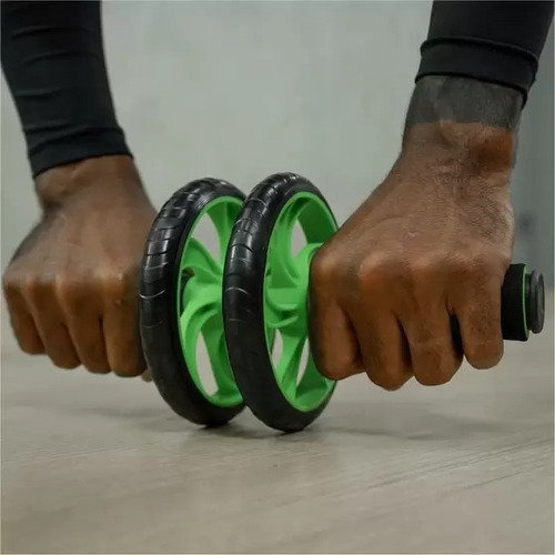 Roda Abdominal Dupla Consport Apoio Lombar Cor Verde-escuro