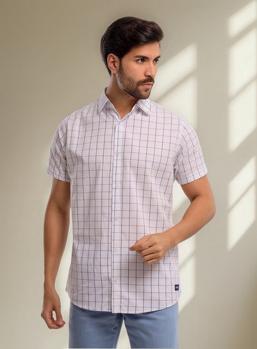 Camisa Masculina Casual De Botão Colarinho E Manga Curta